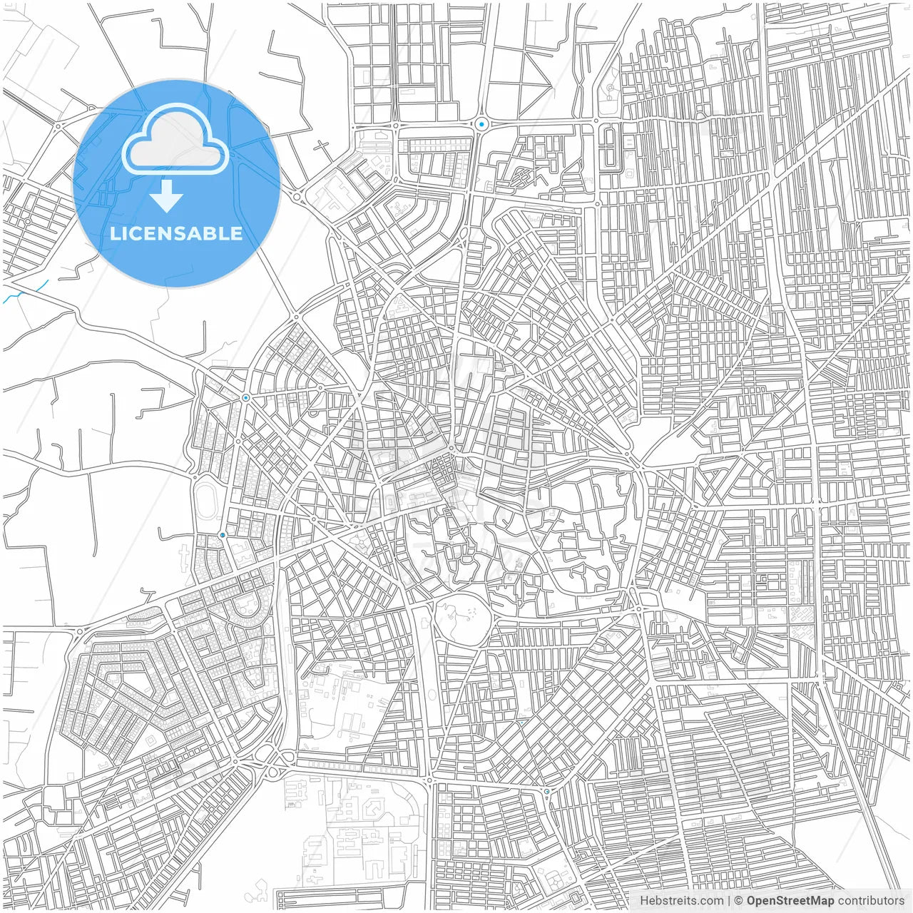 Homs, Syria, city map with high resolution roads.
