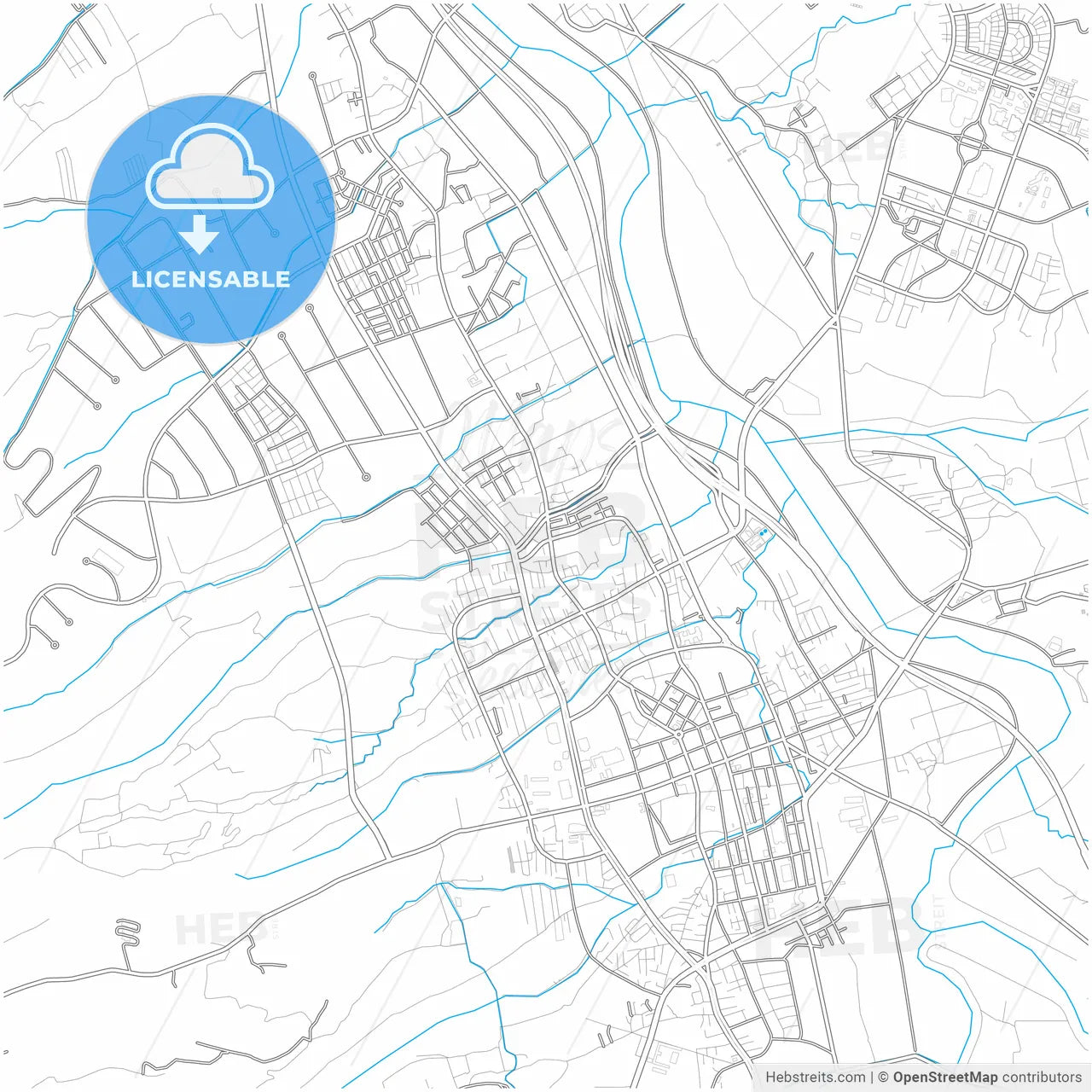 Nantou, Nantou, Taiwan, city map with high resolution roads.