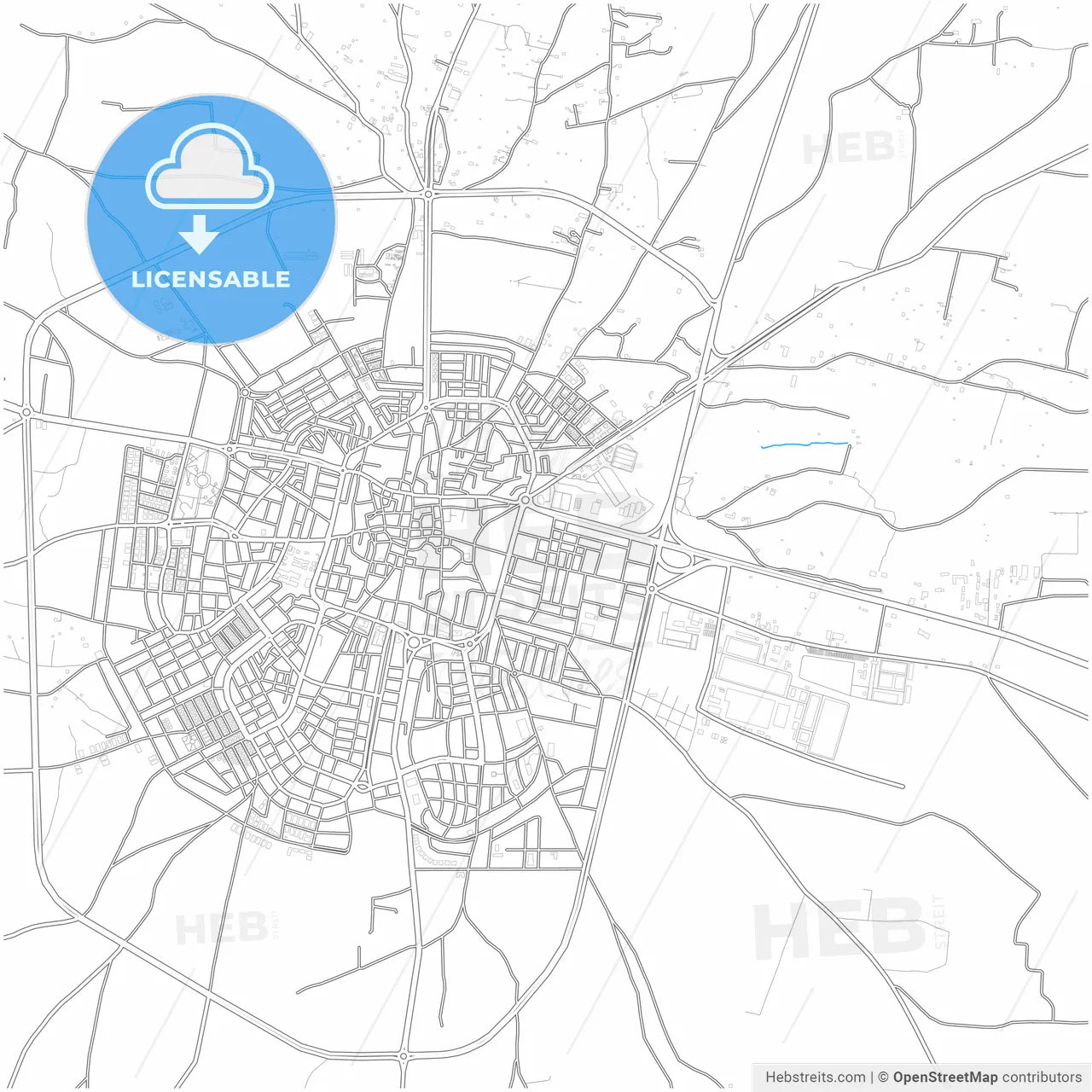 Idlib, Syria, city map with high resolution roads.