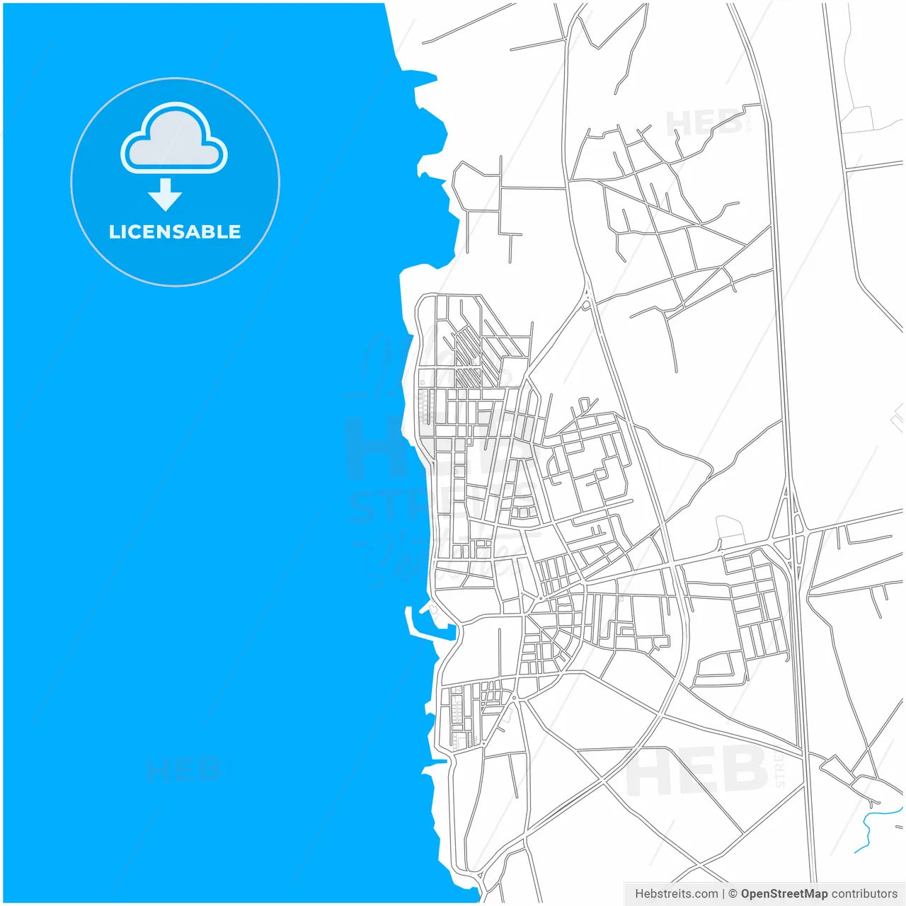 Jableh, Syria, city map with high resolution roads.