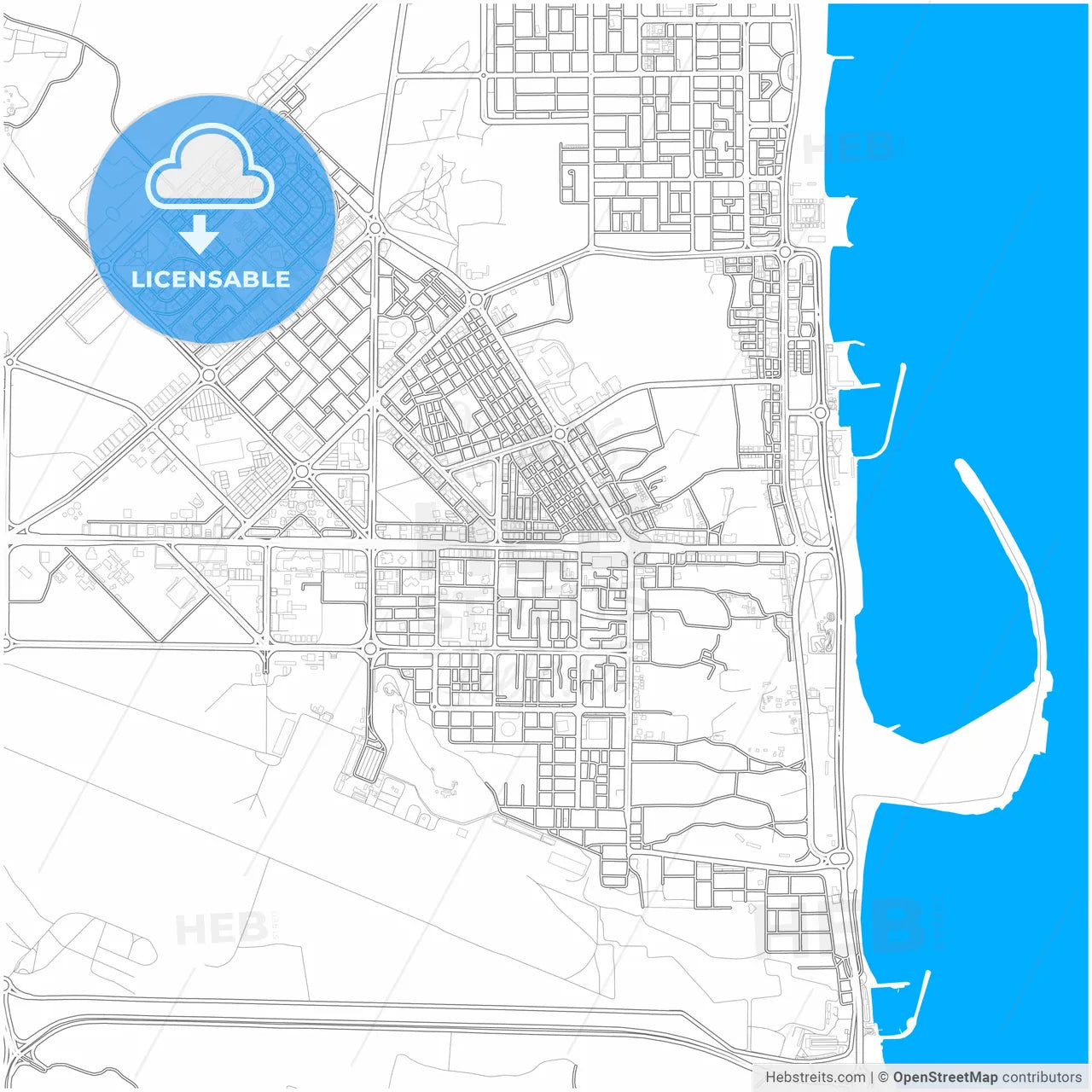 Reef Al Fujairah City, United Arab Emirates, city map with high resolution roads.