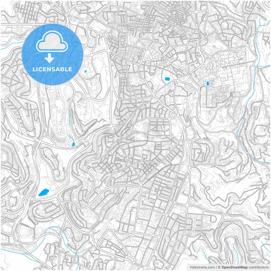 Jerusalem, Jerusalem, Israel, city map with high resolution roads.