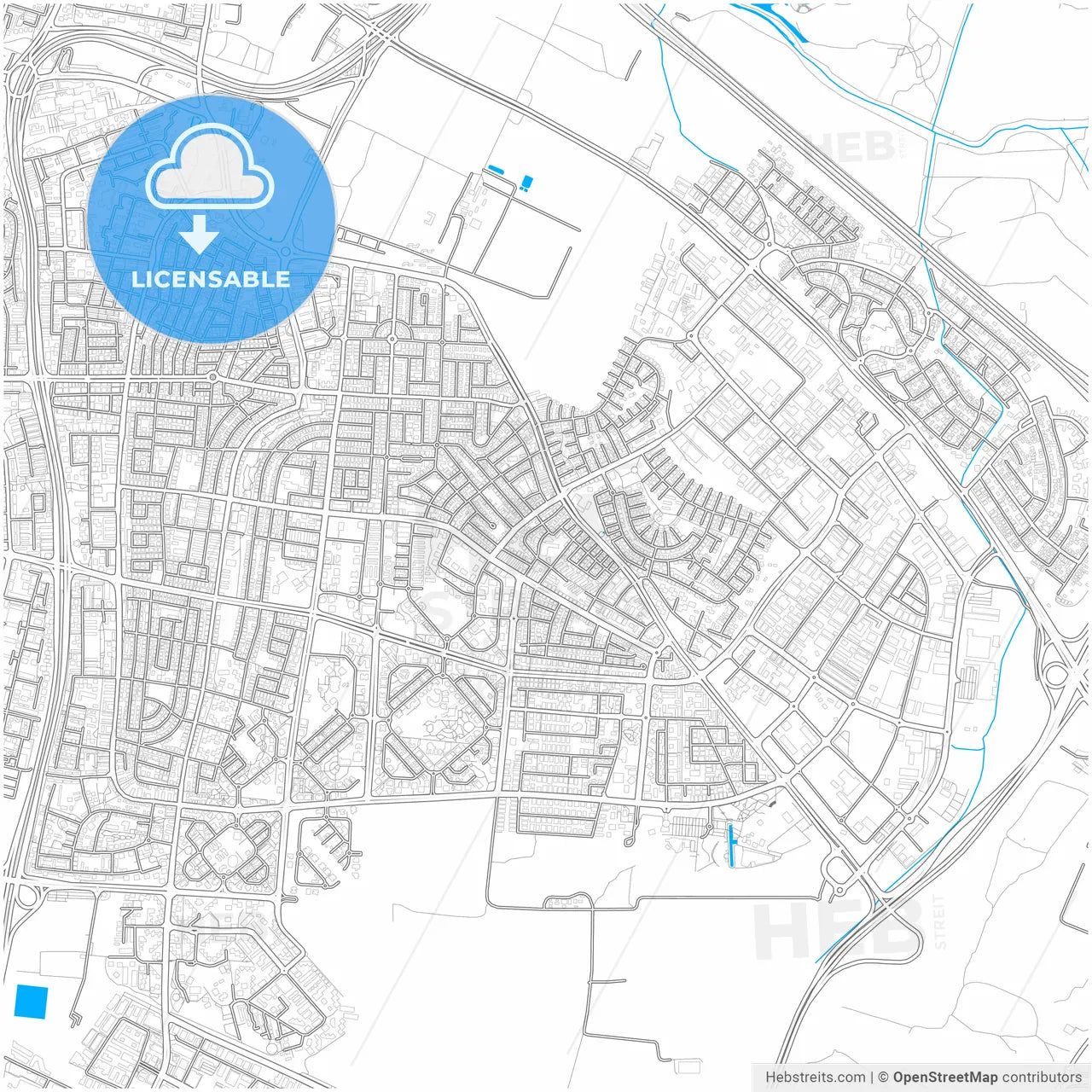 Holon, Tel Aviv, Israel, city map with high resolution roads.