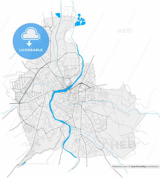 Montluçon, Allier, France, high resolution vector map - Instant download PDF and JPG