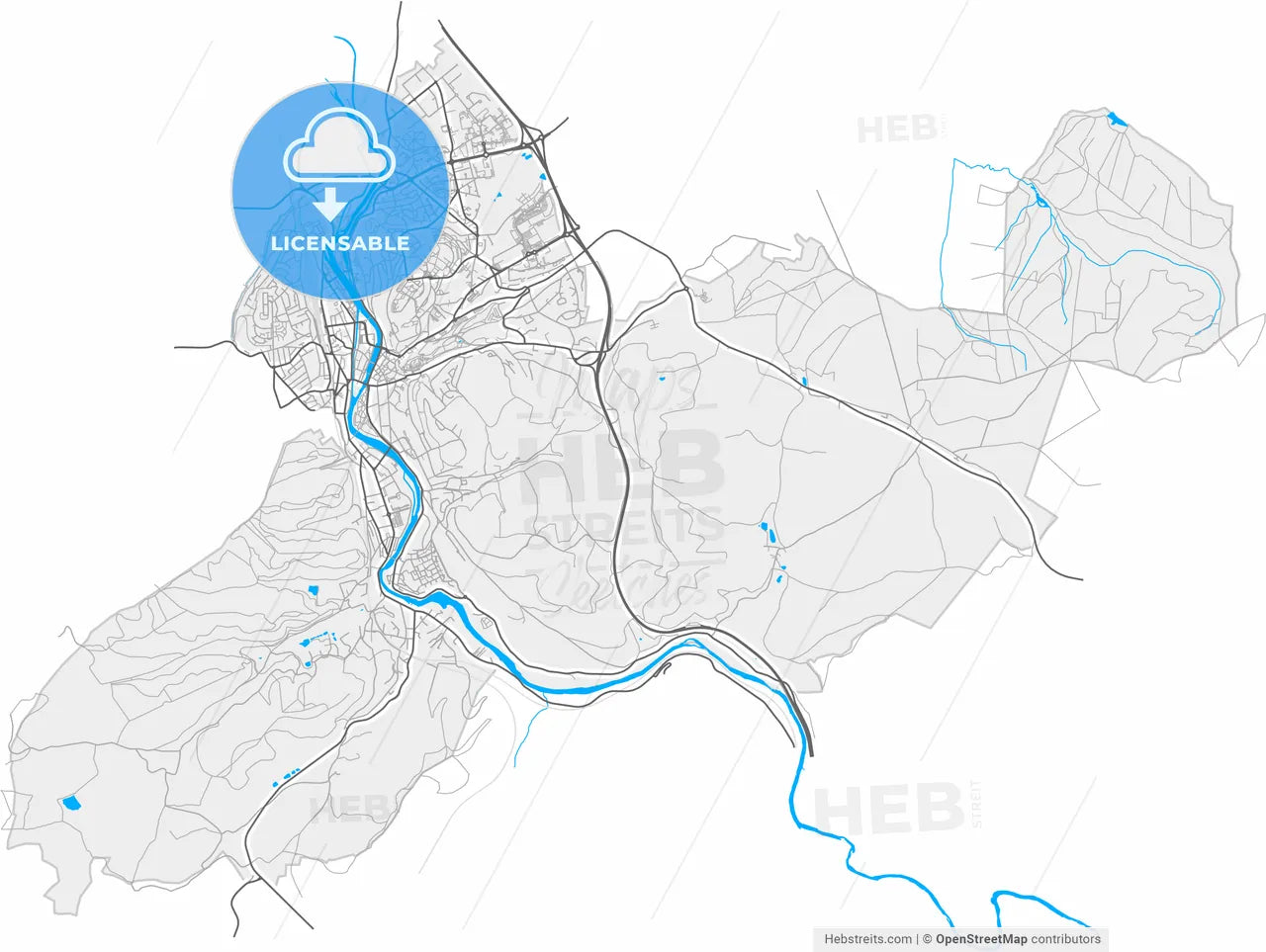 Épinal, Vosges, France, high resolution vector map - Instant download PDF and JPG