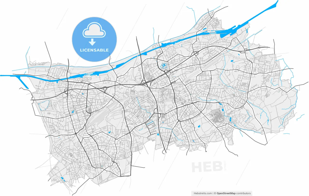 Herne, North Rhine-Westphalia, Germany, high resolution vector map - Instant download PDF and JPG