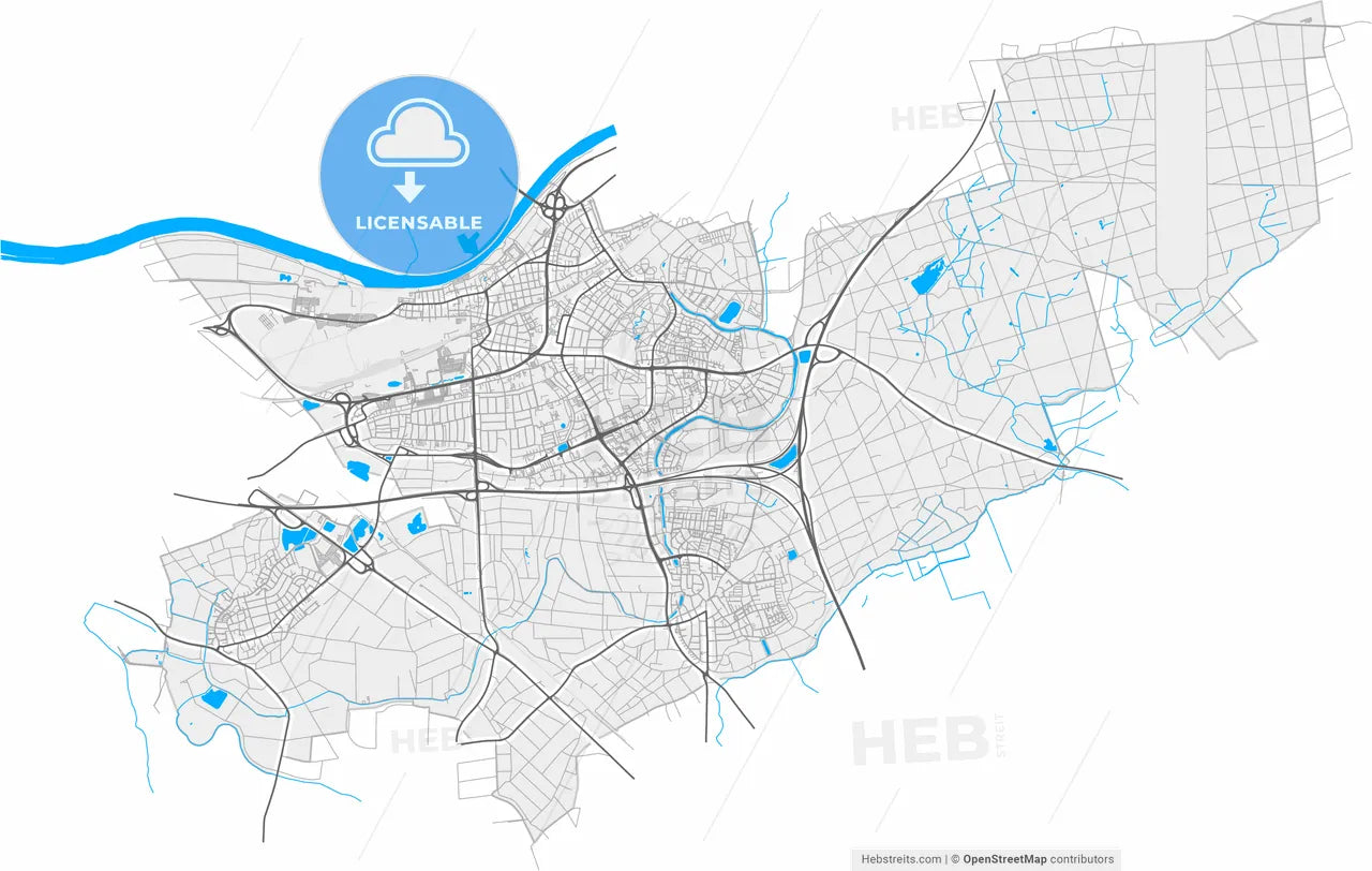 Russelsheim am Main, Hesse, Germany, high resolution vector map - Instant download PDF and JPG
