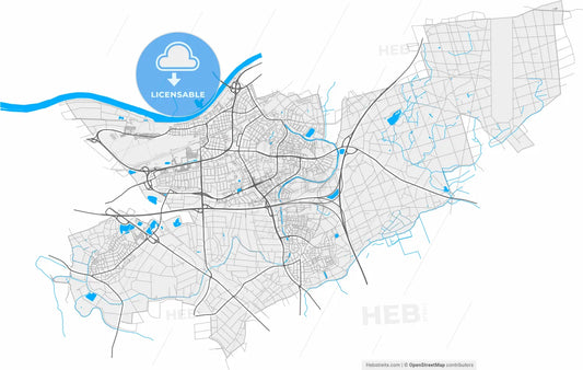 Russelsheim am Main, Hesse, Germany, high resolution vector map - Instant download PDF and JPG