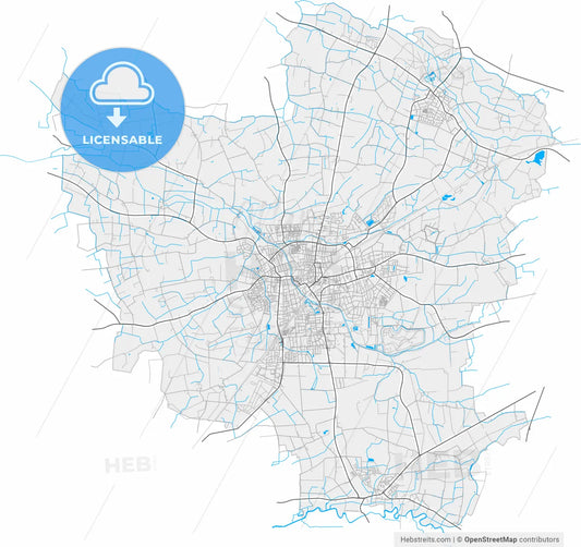 Ahlen, North Rhine-Westphalia, Germany, high resolution vector map - Instant download PDF and JPG