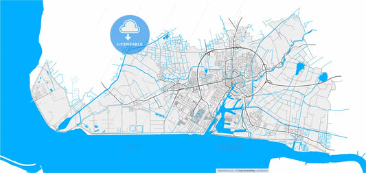 Emden, Lower Saxony, Germany, high resolution vector map - Instant download PDF and JPG