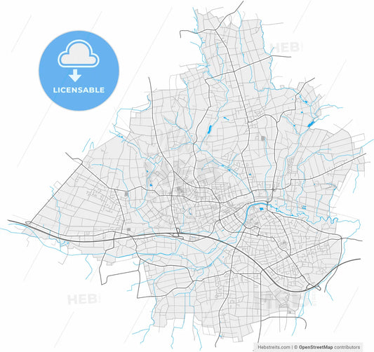 Bunde, North Rhine-Westphalia, Germany, high resolution vector map - Instant download PDF and JPG