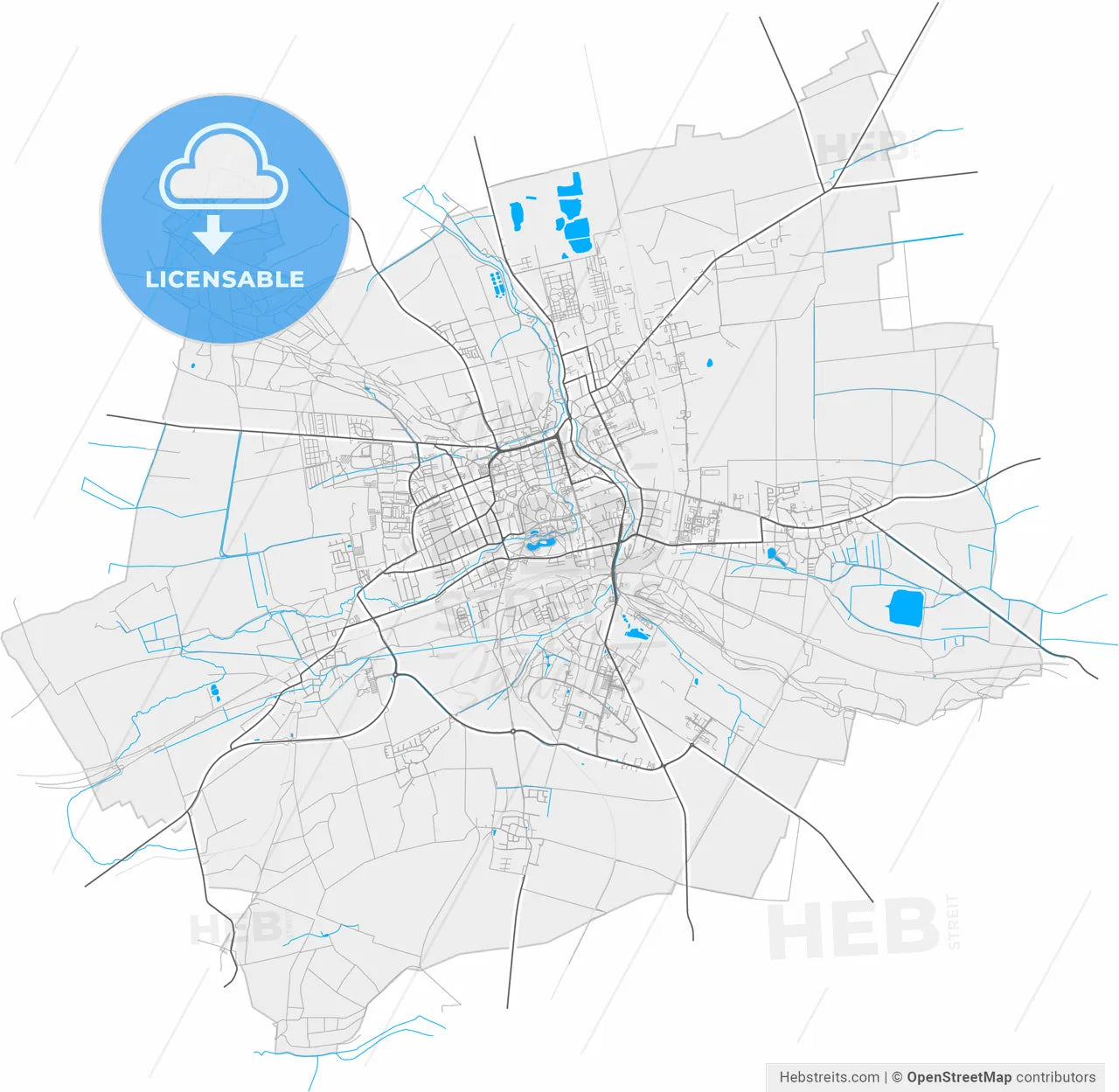 Gotha, Thuringia, Germany, high resolution vector map - Instant download PDF and JPG