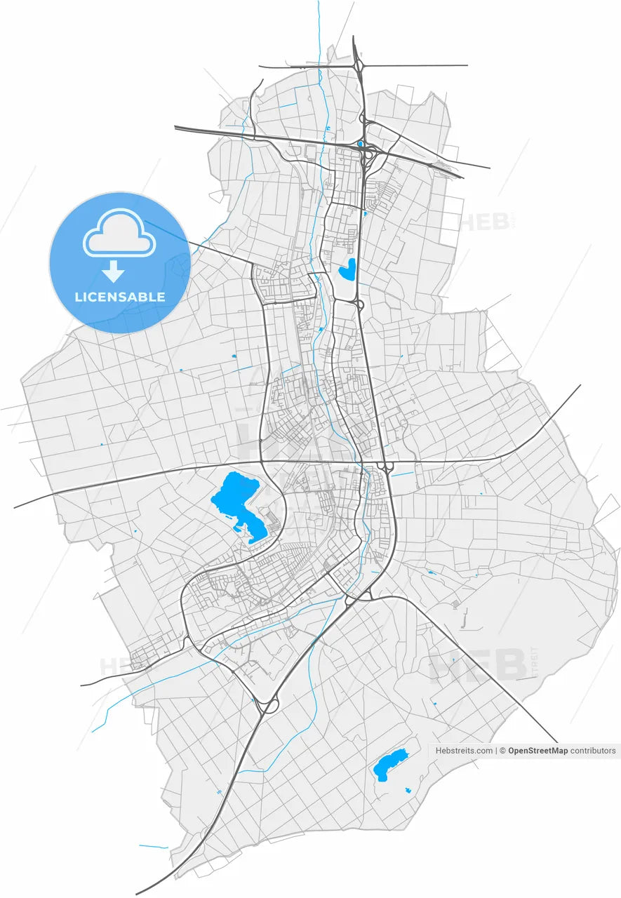 Rodgau, Hesse, Germany, high resolution vector map - Instant download PDF and JPG