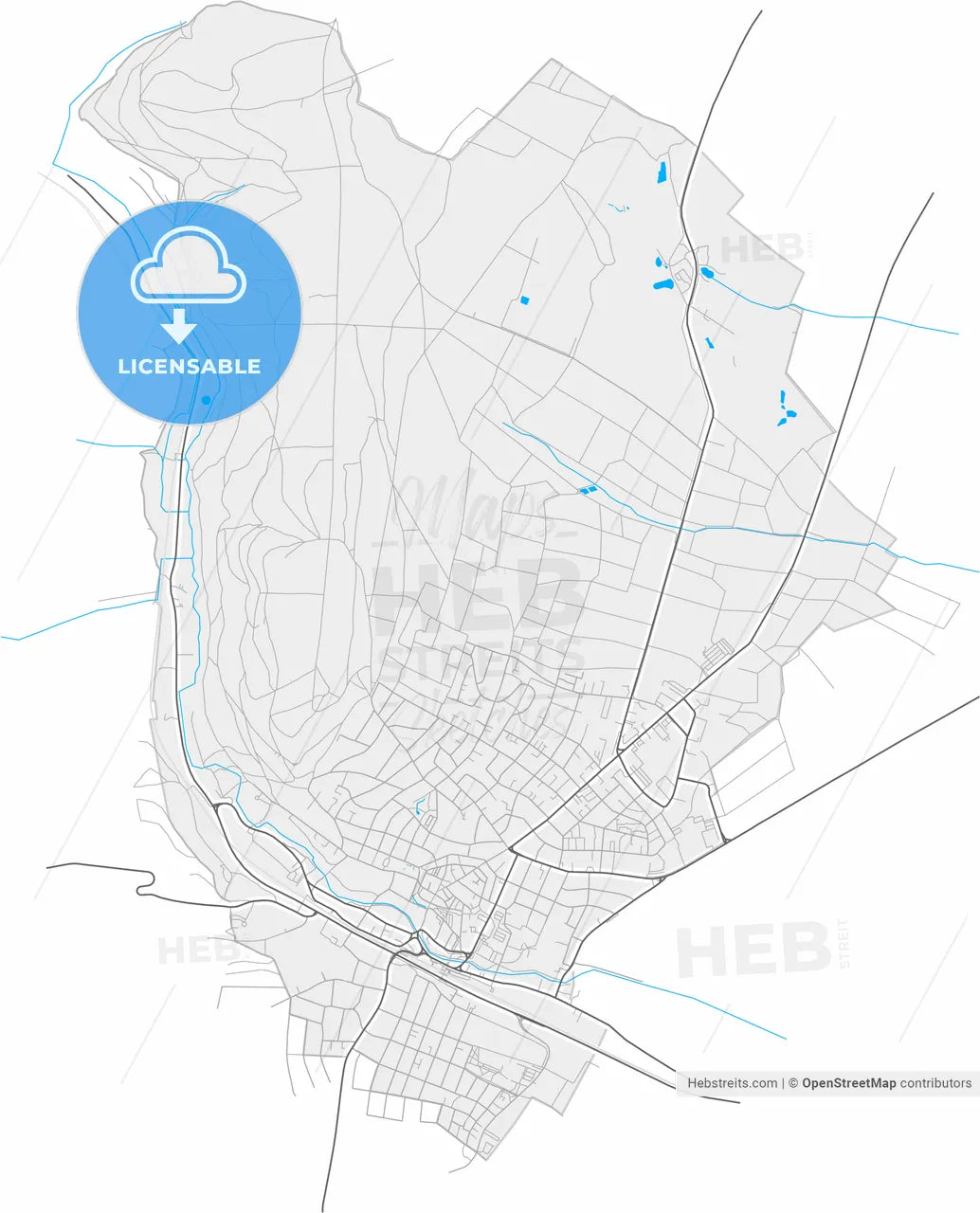 Hofheim am Taunus, Hesse, Germany, high resolution vector map - Instant download PDF and JPG