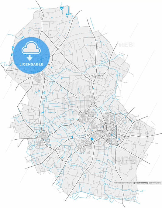 Ahaus, North Rhine-Westphalia, Germany, high resolution vector map - Instant download PDF and JPG