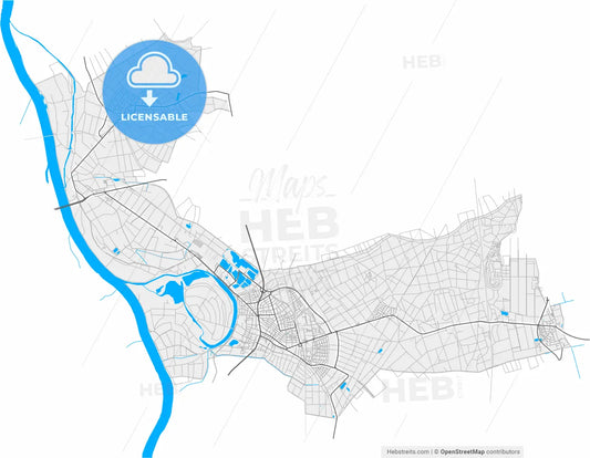 Lampertheim, Hesse, Germany, high resolution vector map - Instant download PDF and JPG