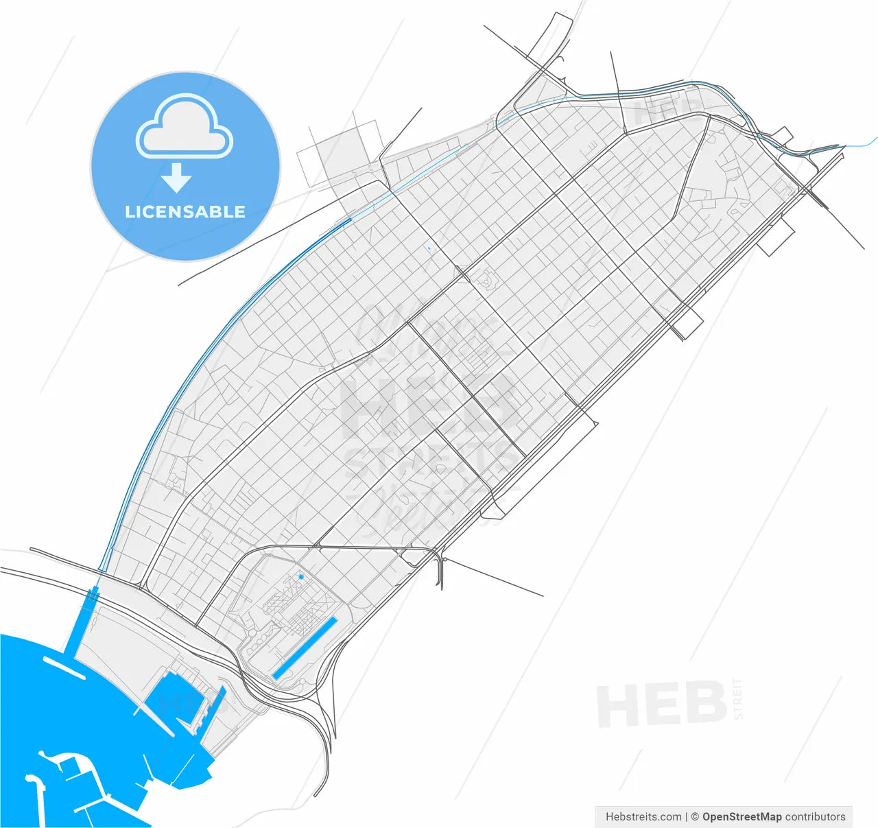 Kallithea, Attica, Greece, high resolution vector map - Instant download PDF and JPG
