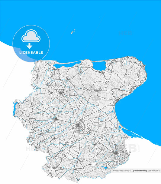 Foggia, Apulia, Italy, high resolution vector map - Instant download PDF and JPG