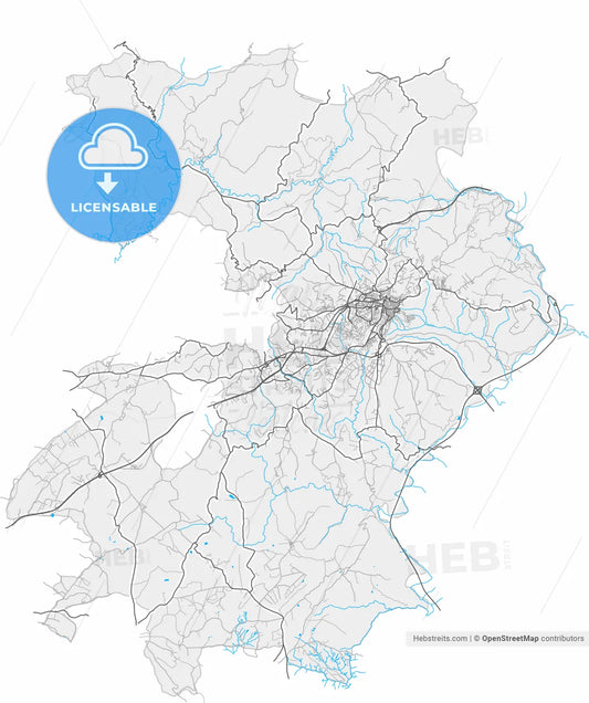 Caltanissetta, Sicily, Italy, high resolution vector map - Instant download PDF and JPG
