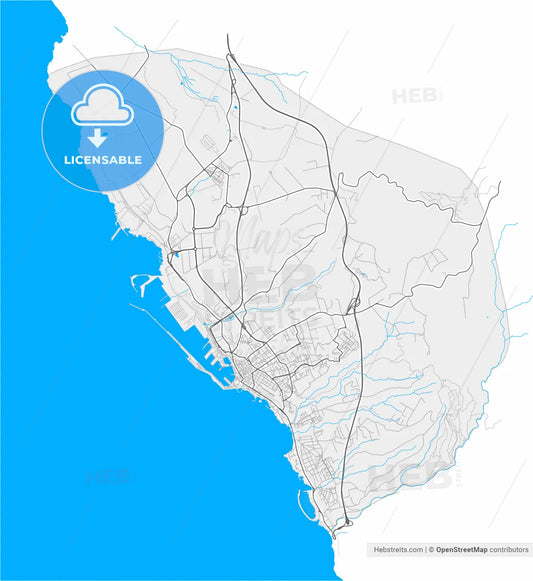 Civitavecchia, Lazio, Italy, high resolution vector map - Instant download PDF and JPG