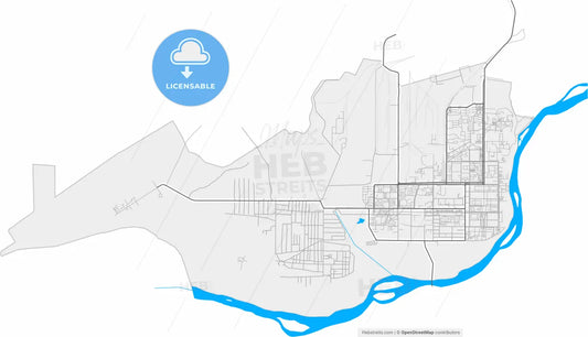 Baikonur, Kazakhstan, high resolution vector map - Instant download PDF and JPG