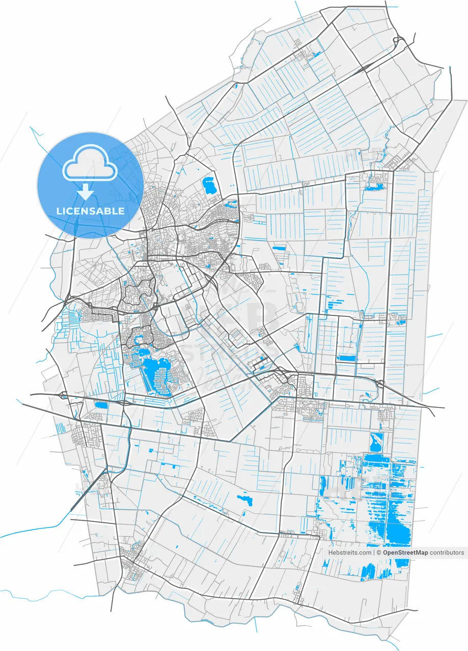 Emmen, Drenthe, Netherlands, high resolution vector map - Instant download PDF and JPG