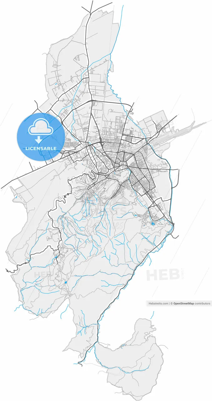 Brașov, Brașov, Romania, high resolution vector map - Instant download PDF and JPG