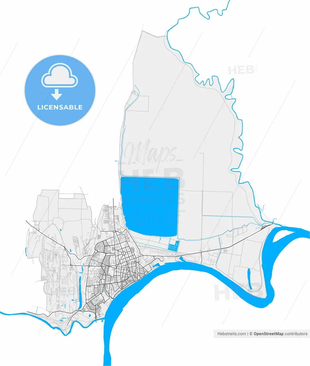 Galați, Galați, Romania, high resolution vector map - Instant download PDF and JPG