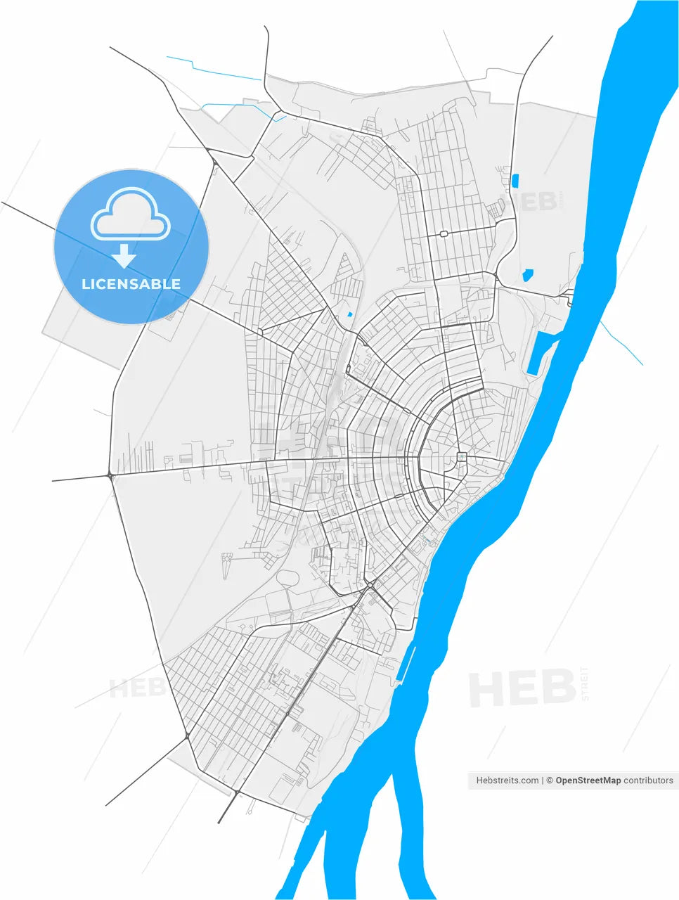 Brăila, Brăila, Romania, high resolution vector map - Instant download PDF and JPG