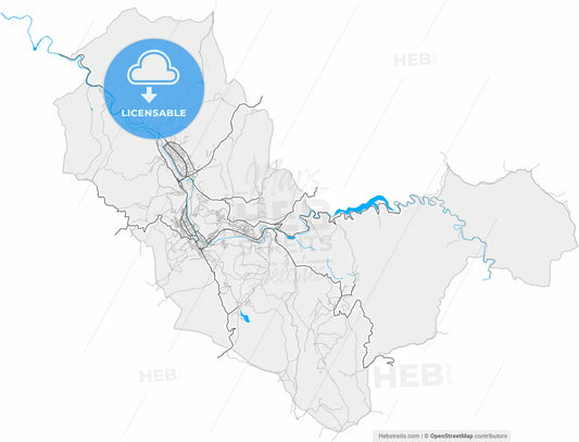 Reșița, Caraș-Severin, Romania, high resolution vector map - Instant download PDF and JPG
