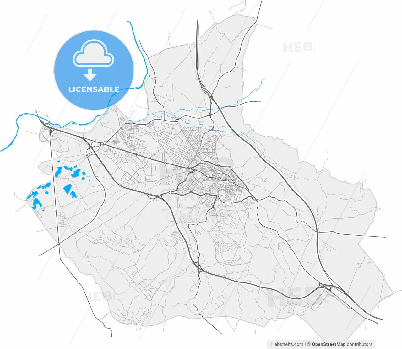 Arganda, 28500, Spain, high resolution vector map - Instant download PDF and JPG