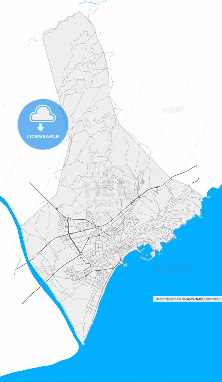 Blanes, Girona, Spain, high resolution vector map - Instant download PDF and JPG