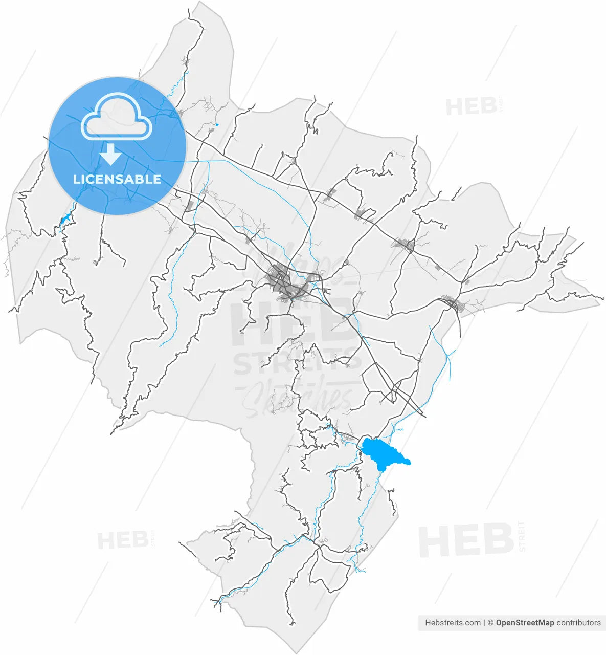 Alaşehir, Manisa, Turkey, high resolution vector map - Instant download PDF and JPG