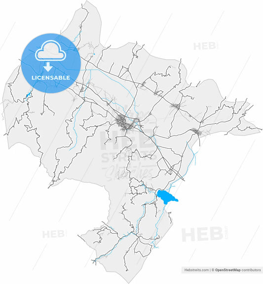 Alaşehir, Manisa, Turkey, high resolution vector map - Instant download PDF and JPG