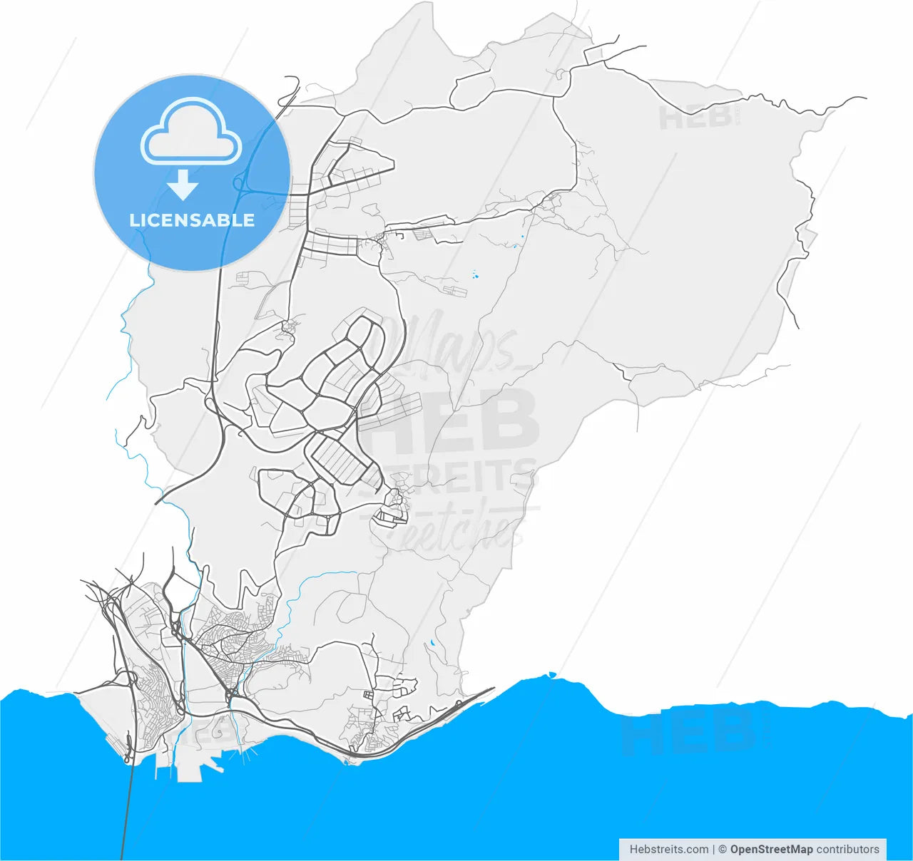 Dilovası, Kocaeli, Turkey, high resolution vector map - Instant download PDF and JPG