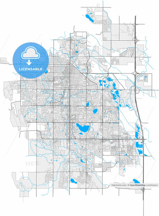 Fort Collins, Colorado, United States, high resolution vector map - Instant download PDF and JPG