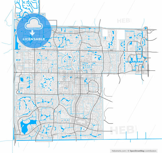 Coral Springs, Florida, United States, high resolution vector map - Instant download PDF and JPG