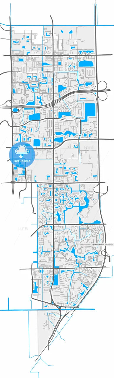 Coconut Creek, Florida, United States, high resolution vector map - Instant download PDF and JPG