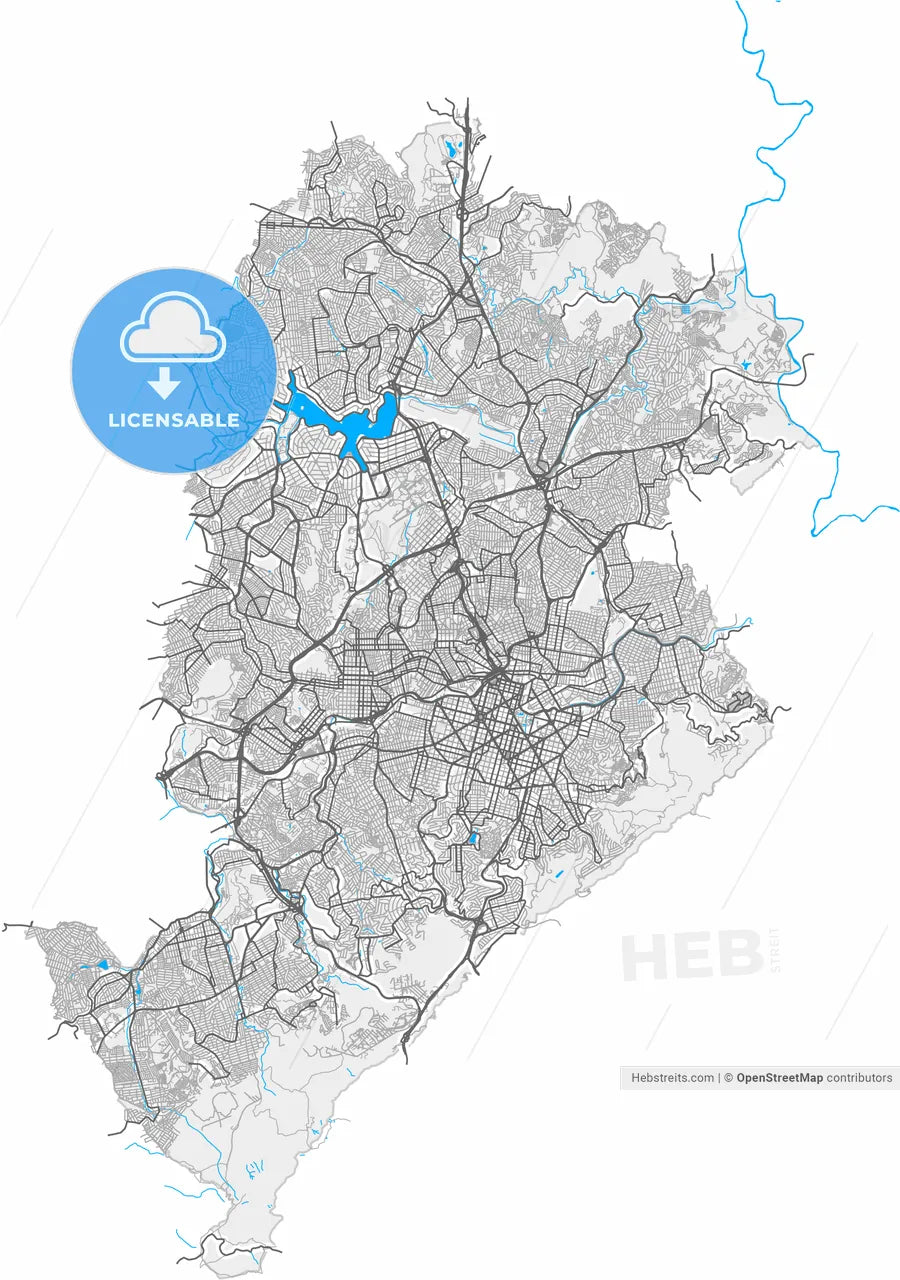 Belo Horizonte, Brazil, high resolution vector map - Instant download PDF and JPG
