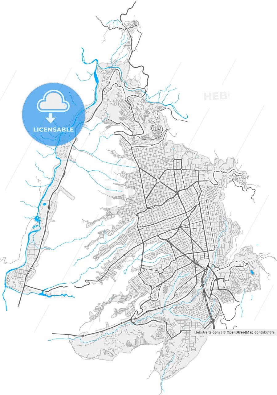 Bucaramanga, Colombia, high resolution vector map - Instant download PDF and JPG