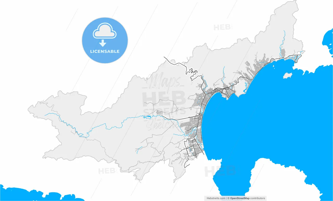 Caraguatatuba, Brazil, high resolution vector map - Instant download PDF and JPG