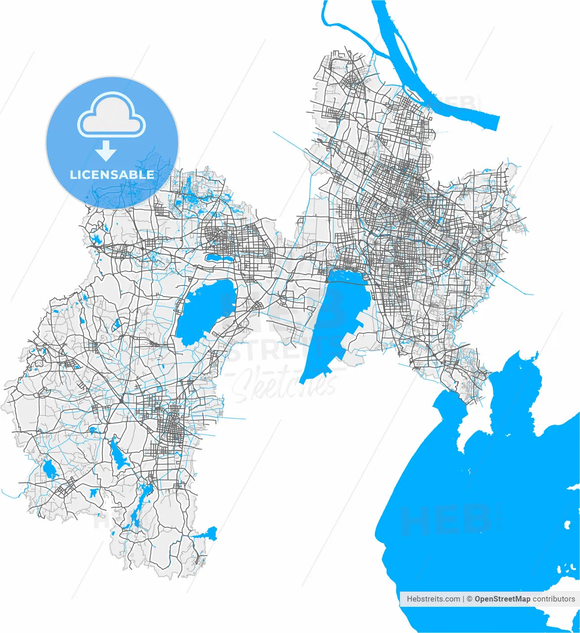 Changzhou, Jiangsu, China, high resolution vector map - Instant download PDF and JPG