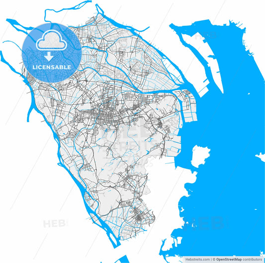 Zhongshan, Guangdong, China, high resolution vector map - Instant download PDF and JPG
