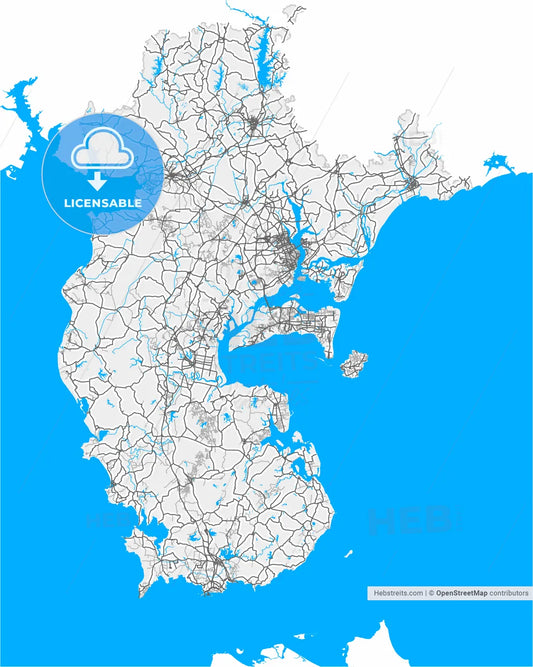Zhanjiang, Guangdong, China, high resolution vector map - Instant download PDF and JPG