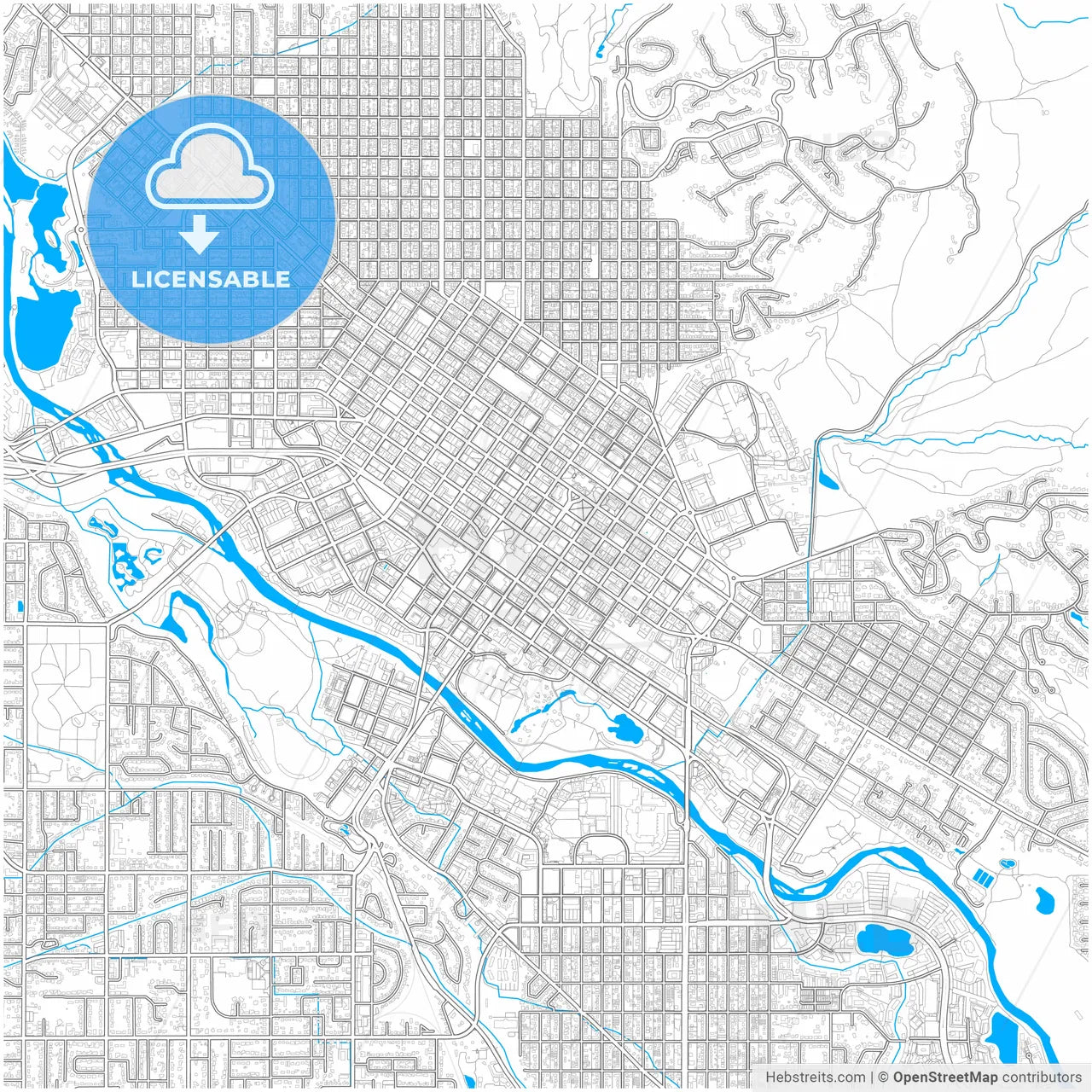 Boise, Idaho, United States, city map with high resolution roads.