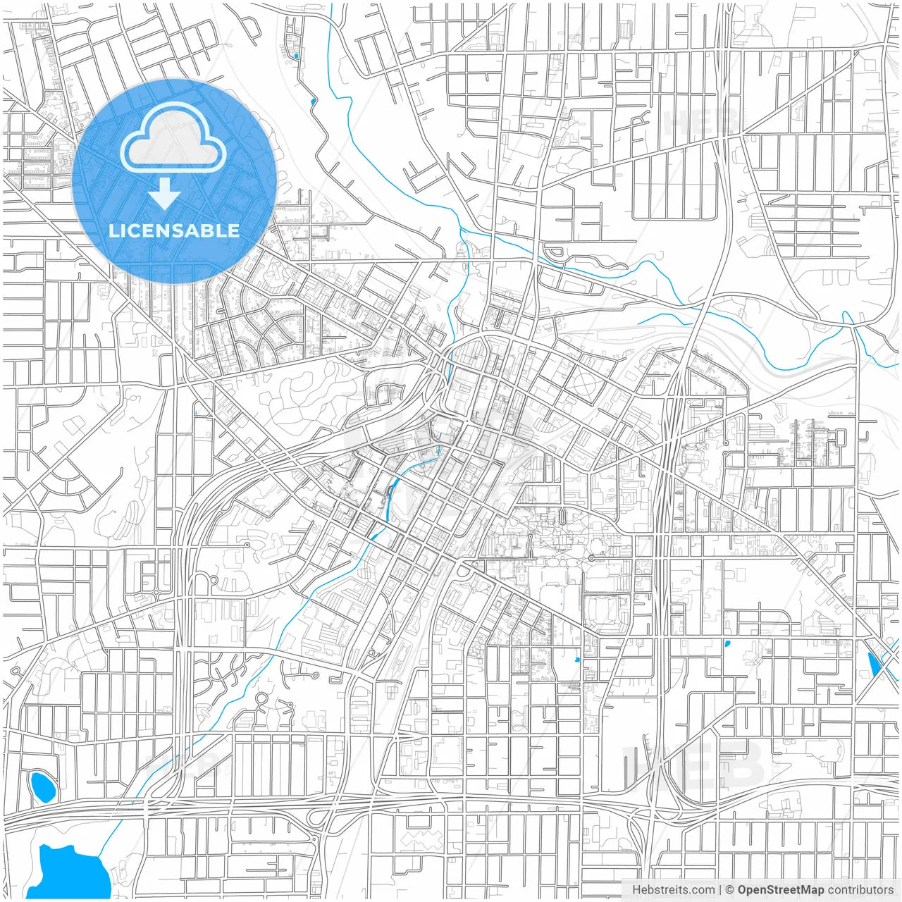 Akron, Ohio, United States, city map with high resolution roads.