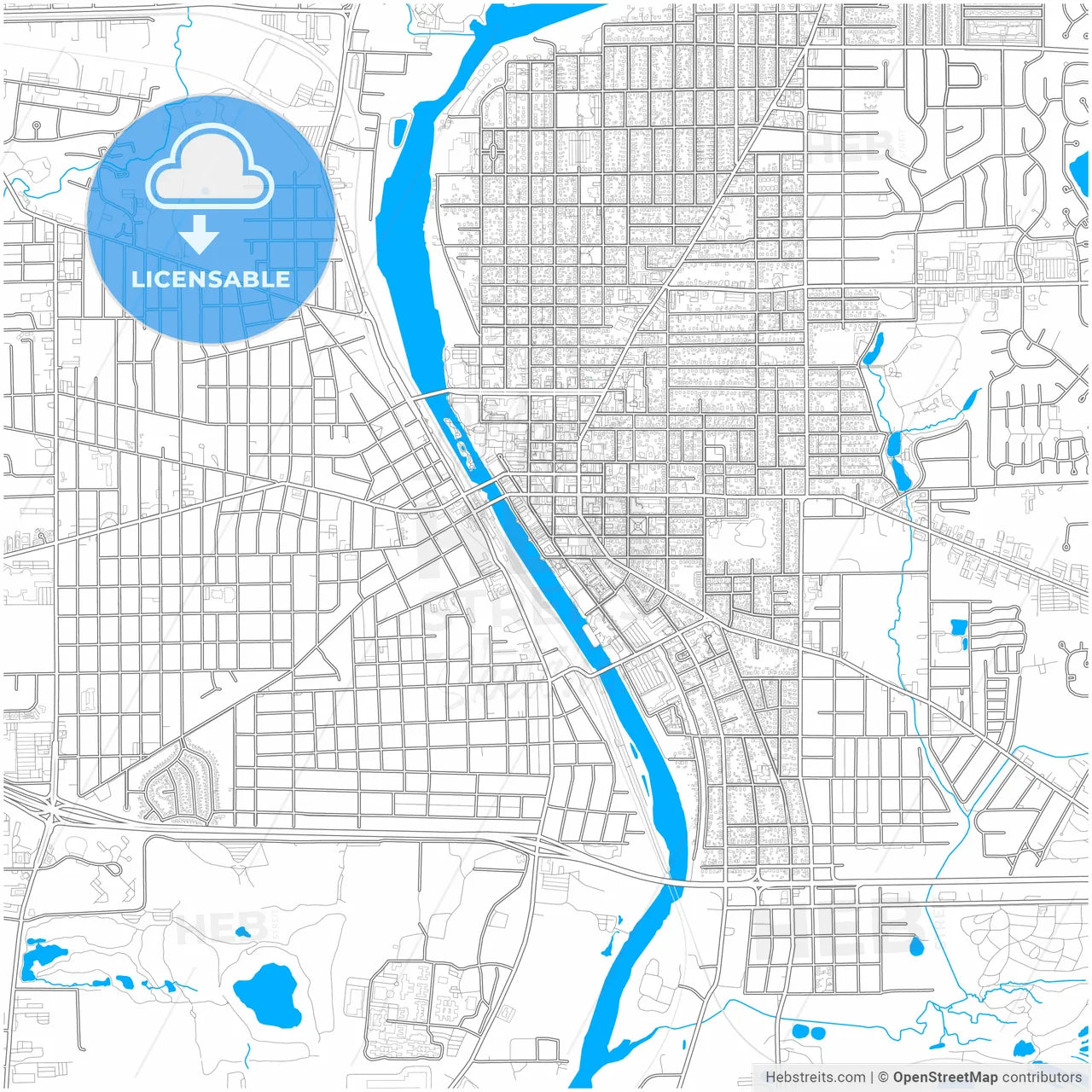 Elgin, Illinois, United States, city map with high resolution roads.