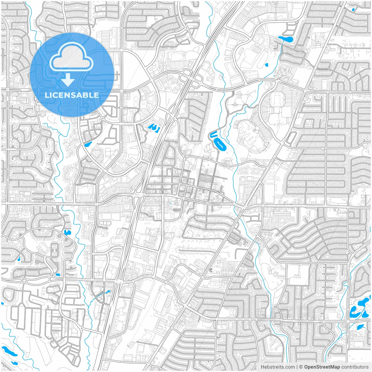 Allen, Texas, United States, city map with high resolution roads.