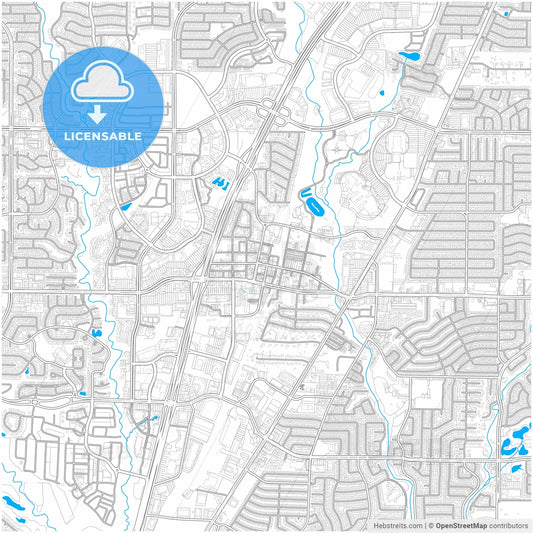 Allen, Texas, United States, city map with high resolution roads.