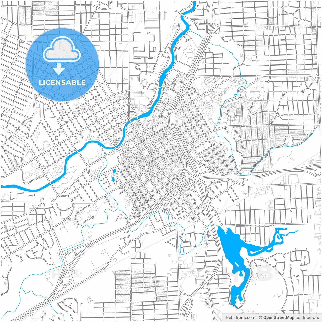 Flint, Michigan, United States, city map with high resolution roads.